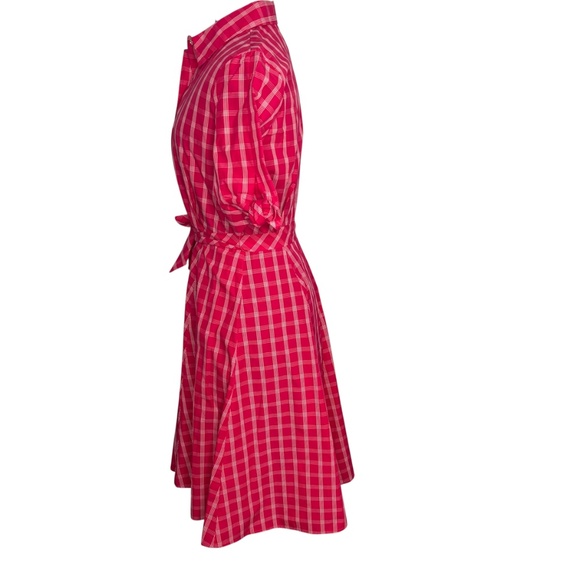 NWOT Calvin Klein Red White Plaid Gingham Cotton Dress - Picture 2 of 15